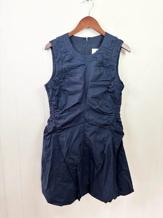 Tuckernuck Navy Cotton Alisa Dress size 10 new poplin mini sleeveless ruched - Picture 2 of 7